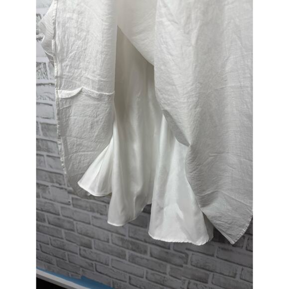 White House Black Market White Flowy Sleeveless 100% Cotton Dress Women's 4 - Picture 3 of 6